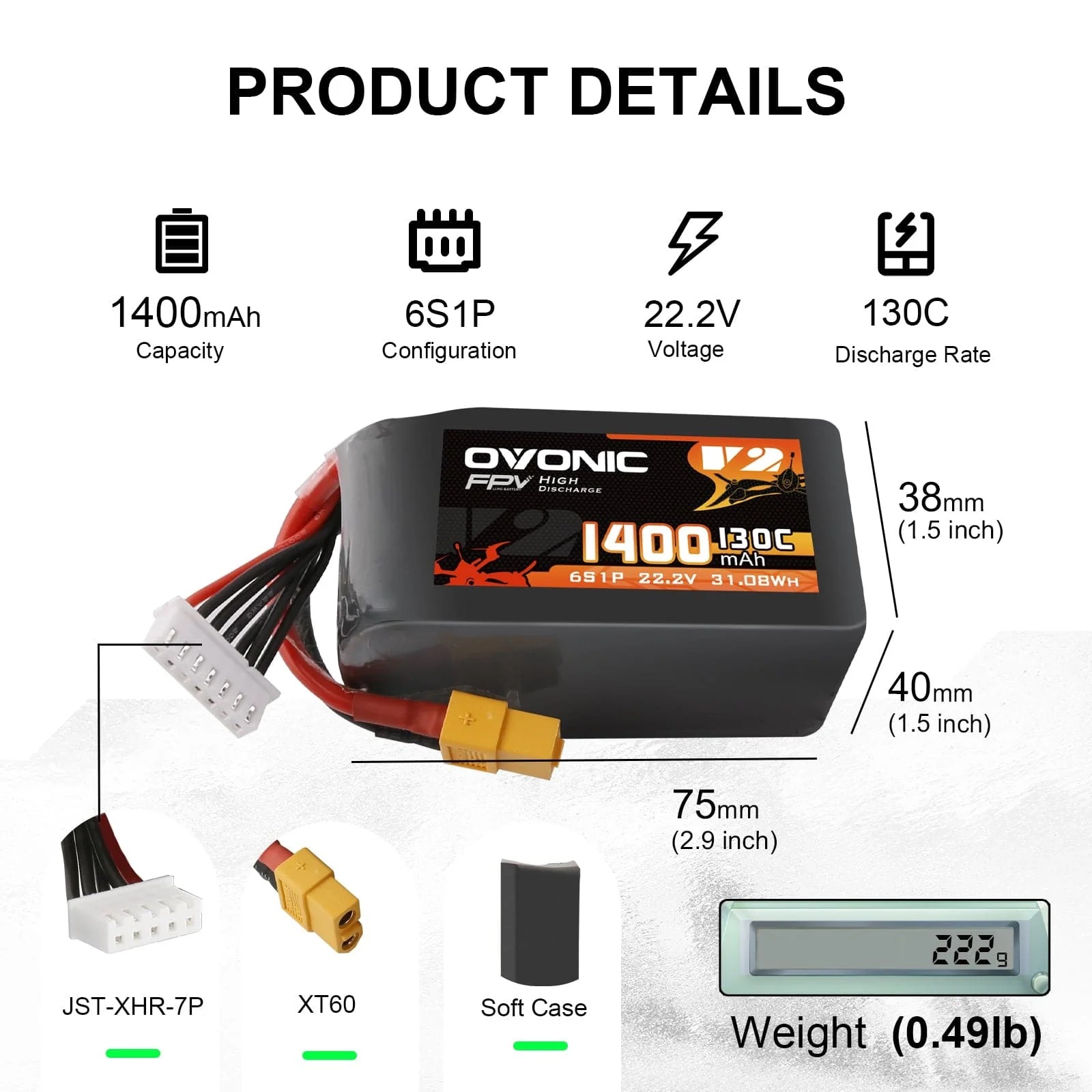 Drone Battery 6S - Paquete de Baterías LiPo Ovonic 6S